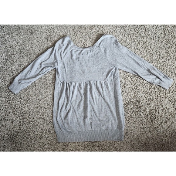 DUO MATERNITY Size Medium Gray Long Sleeve Sweater Tunic Rayon Cotton Knit Rib - Picture 3 of 8